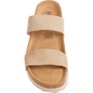 new BIO STEP  Double-Band Flatform Slide Sandals Leath in Taupe  255 2S7